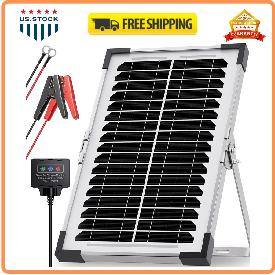 7.5W 12V Solar Battery Maintainer Trickle Charger for Car Boat RV Motorcycle