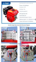 Small Engine 170F Gasoline-Powered Thresher Water Pump Grain Thresher