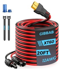 20FT 12AWG Solar Charging Cable XT60 Connector Extension for LiFePO4 Battery RV