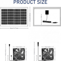 Solar Powered Fan Kit 17.72 Inch IPX7 Weatherproof, 22W Solar Panel with 2 Water