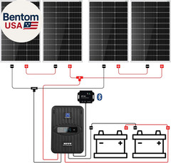 400 Watt 12 Volt Premium Solar Panel Kit :4Pcs 100W Solar Panel+ 40A MPPT Charge