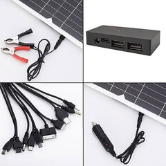 Portable Solar Power Bank Set, 10 in 1 USB Fast Charging Cable Included