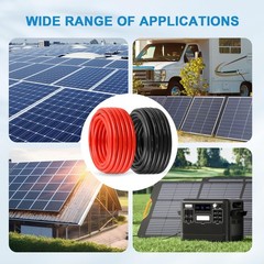 Solar Panel Wire 10 AWG 10 Gauge Tinned Copper PV Cable Black 100′ & Red 100′