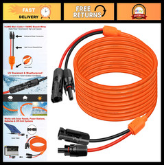 50FT Solar Extension Cable, 14AWG Tinned Copper, Heavy Duty Outdoor Power Cord f