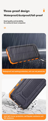 20000 mAh Solar Power Bank Charger for IOS Android USB-A and USB-C Fast Charging