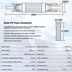 15A Solar Fuse Holder Inline with Male and Female Connector for Solar Panel a…