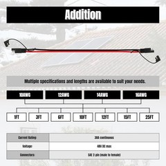 3FT 10AWG SAE Extension Cable,with SAE Polarity Reverse Adapter for Solar RV