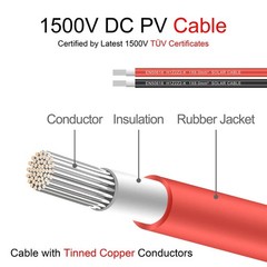 Solar Extension Cable 10FT 10AWG IP68 Waterproof with Connectors – Outdoor Use