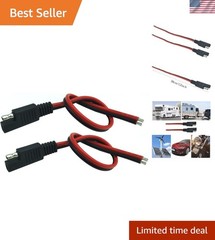 14AWG SAE Quick Disconnect Plug Extension Cable, 1Ft for Autos & Solar – 2 Pack