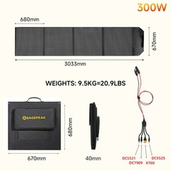 300W Portable Solar Panel Foldable Solar Cells for Power Station and Camping