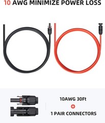 30FT 10AWG Solar Extension Cable Kit with Copper Connectors – Energy Efficient
