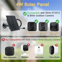Zivif 4W Solar Panel for Blink Outdoor 3rd Gen, XT and XT2 Cameras, 1 Pack | USB