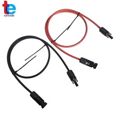 1 Pair 3 Feet Solar Panel Extension Cable Wire Connector Black + Red 10 AWG