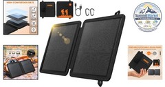 Mini Solar Panel Charger 10W Monocrystalline USB Type C Output Portable Case