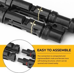 1 Pair of Heavy-Duty Solar Panel Y Connectors – Compatible with 14AWG to 10AWG