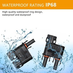 1500V Solar Panel Y Connector IP68 Waterproof 2 to 1 Size Branch Connector