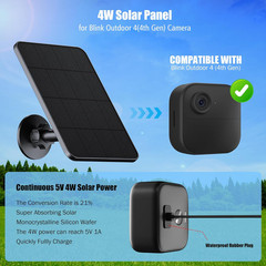 Solar Panel for Blink Camera, 4W Solar Panel Charger Compatible with New Blink O