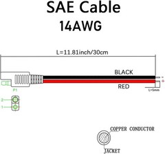 1FT SAE 14AWG Power Extension Cable – Ideal for Cars, Solar Panels, and More