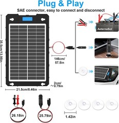7.5W Solar Car Battery Charger 12V Portable Waterproof Solar Panel T39-10