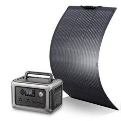 600W Portable Power Station Generator LiFePO4 Battery 100W Flexable solar panel