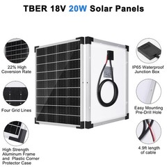 20W 12V Solar Panel Kit Battery Maintainer with Solar Charge Controller for RV