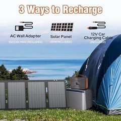 Portable Solar Generator 300W Power Station W/ 60W Solar Panel AC DC USB Outlets