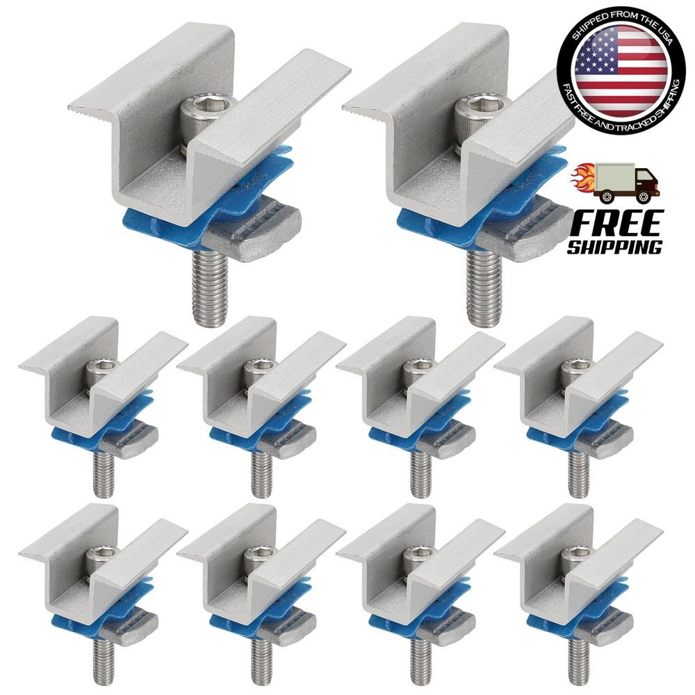 10 Pcs Adjustable Solar Panel Mounting Bracket Clamps Wide Photovoltaic Support