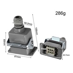 Industrial Rectangular Connector with 6 Pins 6 Core Connectors