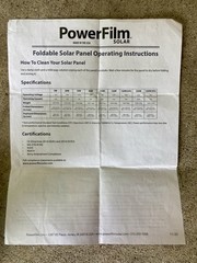 NEW “PowerFilm Solar” 60 WATT F16-3600 Foldable Solar Panel w/ Adapter & Paper