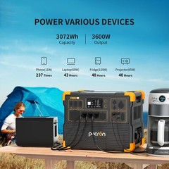 Used pecron E3600LFP Portable Power Station 3072Wh 3600W LiFePO4 Battery Home