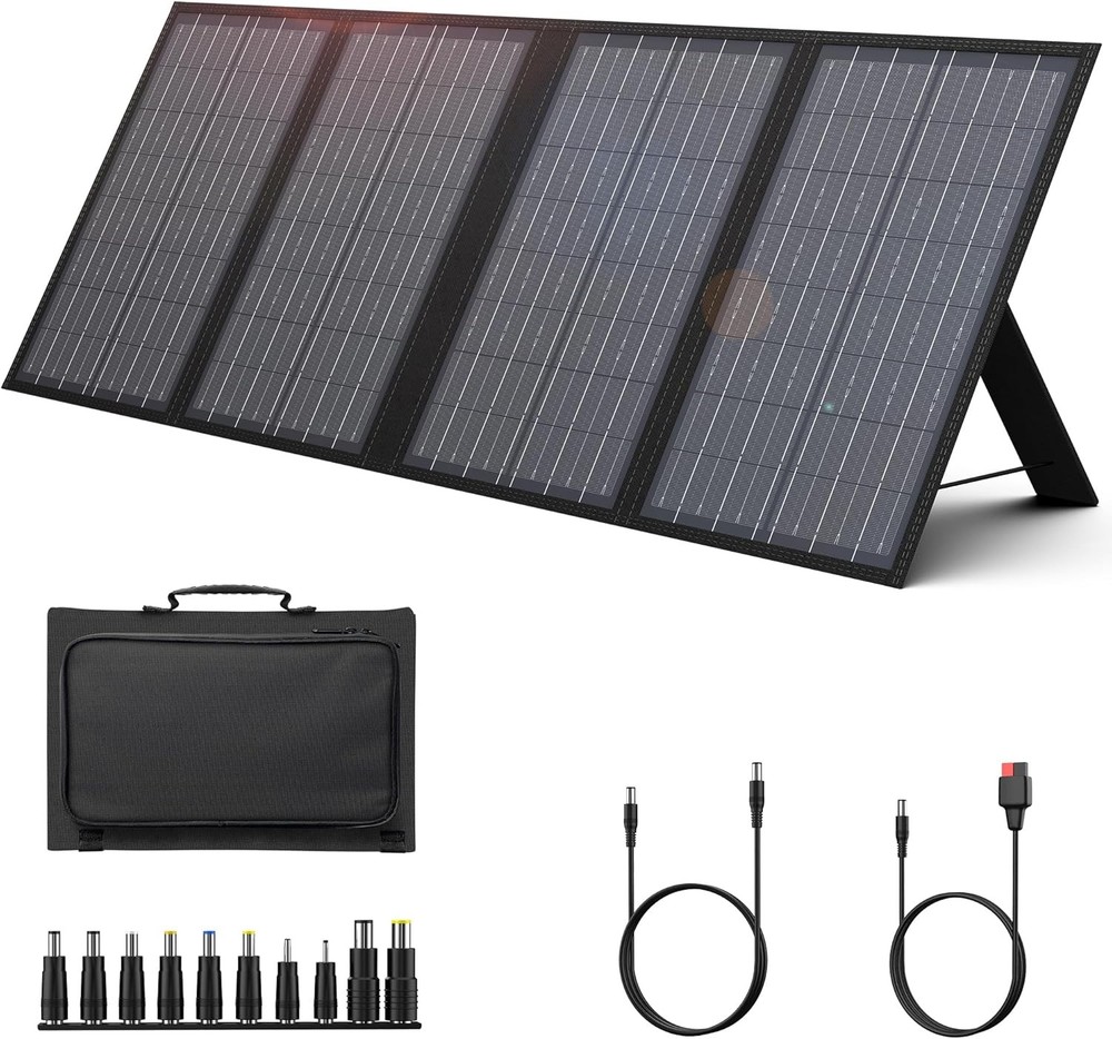 Foldable Solar Panel Charger 60W with 18V DC Output (11 Connectors) for 100W~350