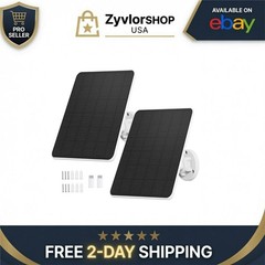 Rhorawill 6W Solar Panel for Security Camera & Outdoor Devices – 2 Pack