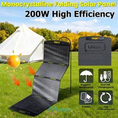 100W 200W Foldable Solar Panel Charger DC, USB-A & Type-C 23.5% High Efficiency