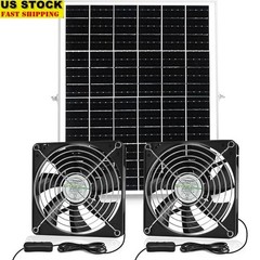 Solar Powered Waterproof Dual Fan Kit Chicken Coop Greenhouse Shed & Pet House