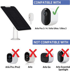 Upgrade 5W Solar Panel Charging Compatible with Arlo Pro 3/Pro 4/Pro 5S/Ultra/Ul