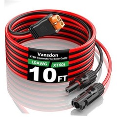 Solar to XT60i Extension Cable 10AWG 10FT Solar Connector to Black/Red-10