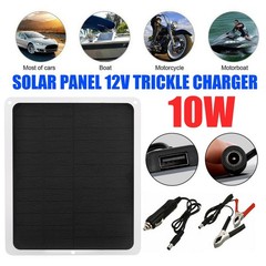 10W Solar Panel 12V Trickle Charge Battery Charger Kit Maintainer Marine RV Car