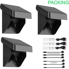 3-Pack Solar Panel Charger for Blink Outdoor 4/3/XT3/XT2 Cameras, Weatherproof,