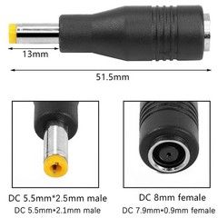 Solar Panel Adapter, DC7909 Female to DC5525 Male Connector, 8mm to 5.5mm, for S