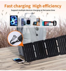 10W Foldable Solar Panel Charger USB 5V Power Bank Waterproof for Camping Hiking