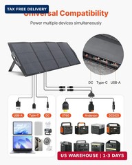 VEVOR 200W Foldable Solar Panel, 24% High-Efficiency Portable Monocrystalline So