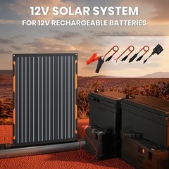 12V Solar Panel Charger Kit with Built-in Charge Controller – Portable 20W