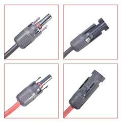 New Black + Red 12 AWG Solar Panel Extension Cable Wire Connector 1 Pair 5ft