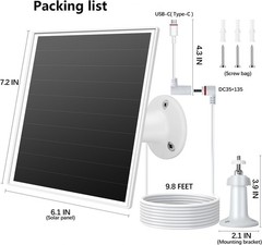 Sustainable 6W Solar Panel for Ring Cameras with USB-C & Adjustable Mounting