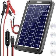 POWOXI 7.5W 12V Solar Battery Charger Trickle Maintainer for Car RV Marine Boat