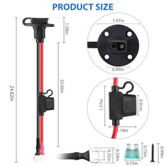2PCS SAE Power Socket Sidewall Port to O Ring Quick Connector, SAE 2FT 10AWG