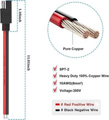 Flexible SAE Quick Disconnect Power Cable – 2PCS 10AWG Copper Extension Cables