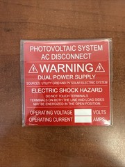4″ x 4″ Photovoltaic System AC Disconnect Power Warning Label 03-116 Pack of 10