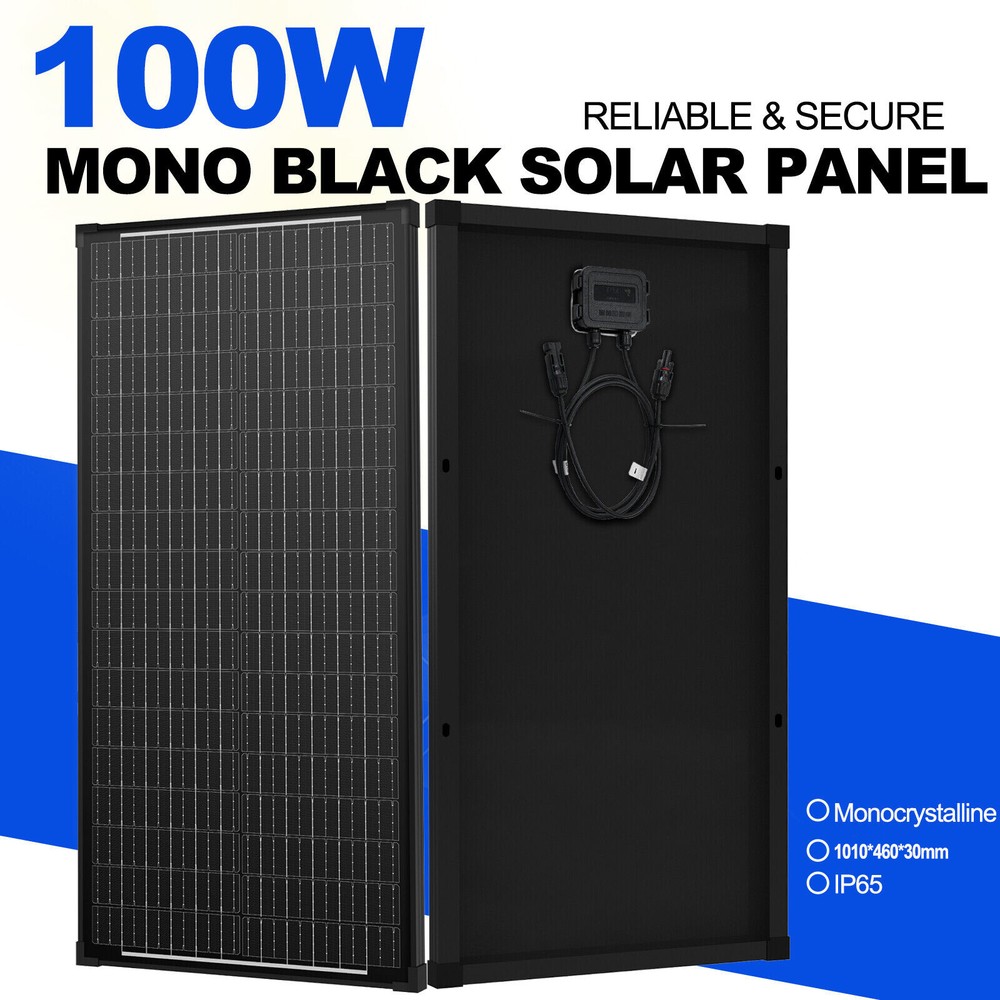 12V 100W Monocrystalline Solar Panel 12BB Charging RV Camping Home Off-Grid Boat