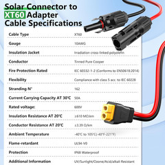 10AWG XT60 Solar Cable- Solar to XT60 Cable 3 10 15 20 25 40 50FT Charging Adapt